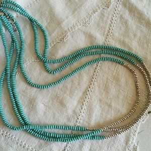 Turquoise and Silver Lucky Brand Necklace